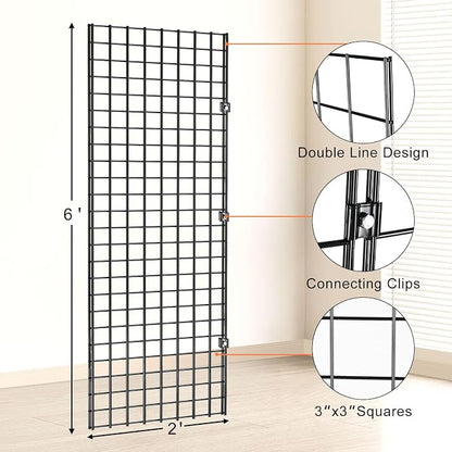 2' x 6' Black Gridwall Panels, Commercial & Home Wall Grid Display - Image 3