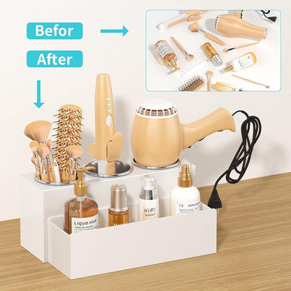 HIIMIEI Hair Tool Organizer, Acrylic Hair Dryer Holder, Bathroom Countertop - Image 5