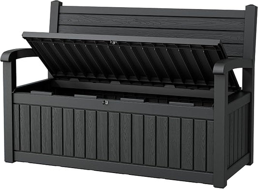 80 Gallon Outdoor Storage Box Waterproof, Storage Outdoor Porch Bench Doubles by Unknown