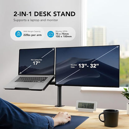 HUANUO Adjustable Monitor Stand, Single Arm Desk Mount - Image 2