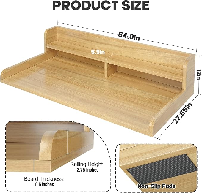 Washer Dryer Countertop with 2-Tier Shelf, Wood Topper with Non-Slip Pad - Image 7