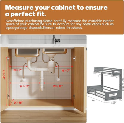 2-Pack 17"Deep Under Sink Organizer And Storage, 2-Tier L-Shaped Pull Out - Image 2