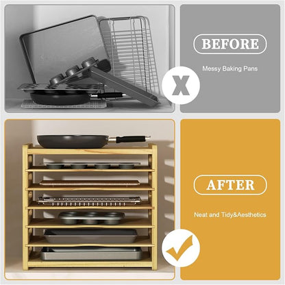 7 Tier Wooden Cabinet Tray Dividers, Kitchen Cabinet Tray Divider - Image 6