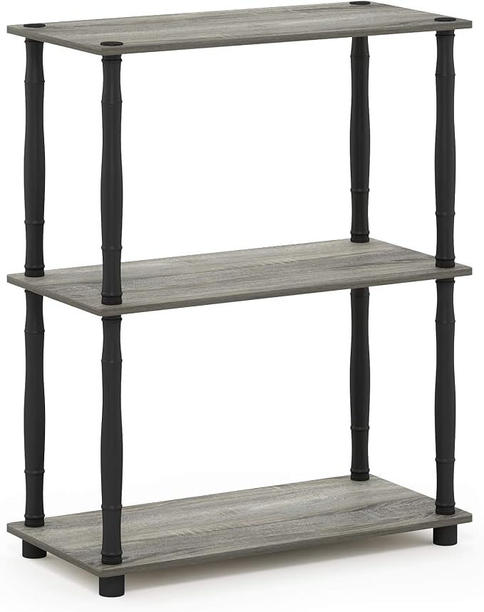 Furinno 18029GYW/BK Turn-N-Tube 3-Tier Compact Multipurpose Shelf Display Rack - Image 4