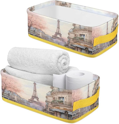 Paris Tower Architecture Bathroom Storage Basket, Foldable - Image 3