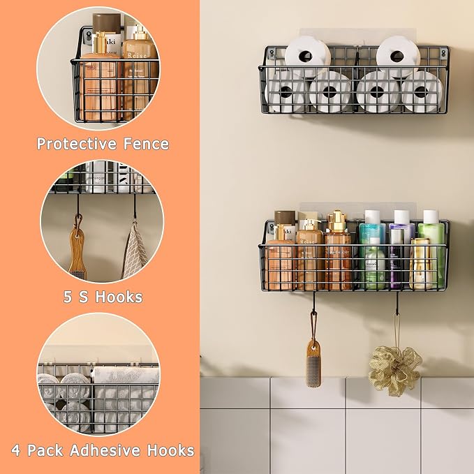 4 Pack EXTRA LARGE Hanging Wall Mount Storage Baskets - Image 2
