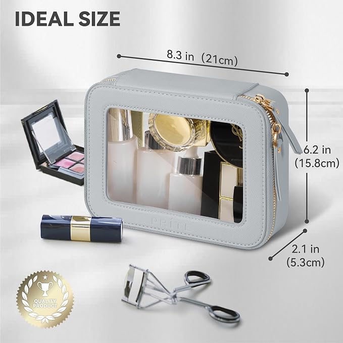Prite Clear Makeup Bag Cosmetic Organizer Case Waterproof Travel Toiletry Bag - Image 3