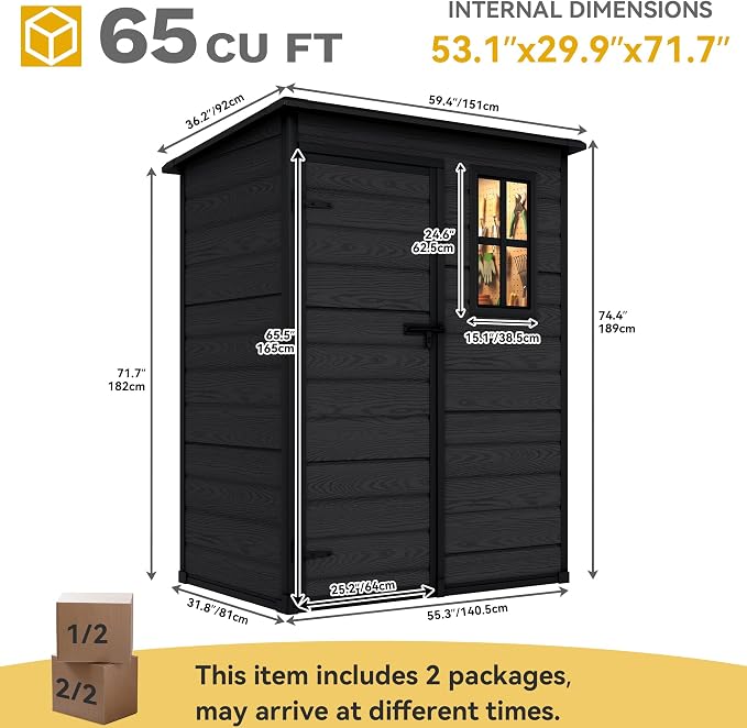 DWVO 5x3 FT Outdoor Storage Shed - Image 8