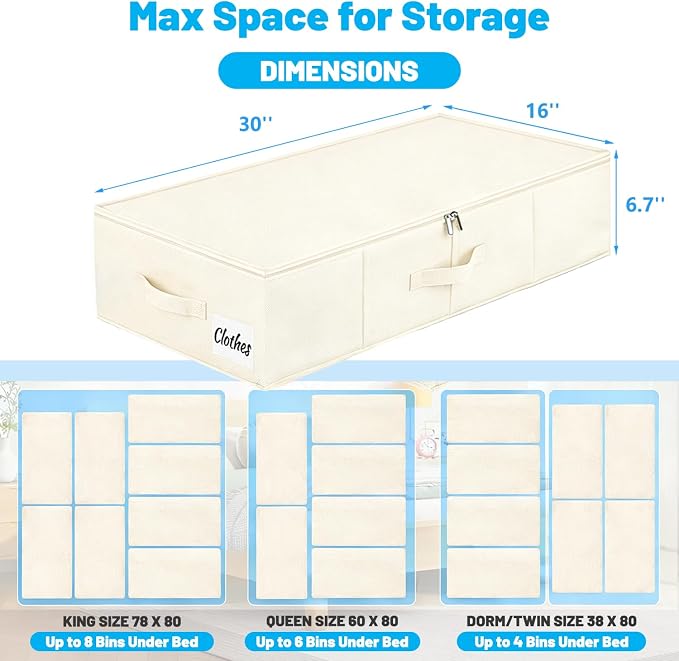 Under Bed Storage Container Bins 2 Pack, Low Profile Foldable Underbed Clothes - Image 2