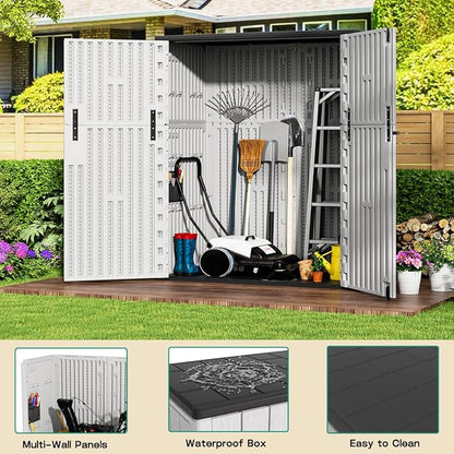 KINYING Outdoor Vertical Storage Shed, 57 Cu.ft Outdoor Storage Cabinet - Image 3