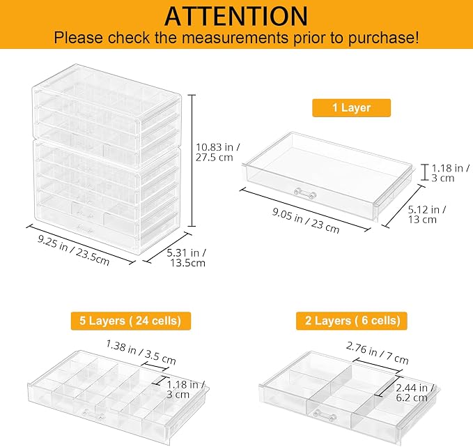 ProCase Acrylic Earrings Holder Organizer Box -Clear, 8 Layers | 133 Jewelry - Image 5