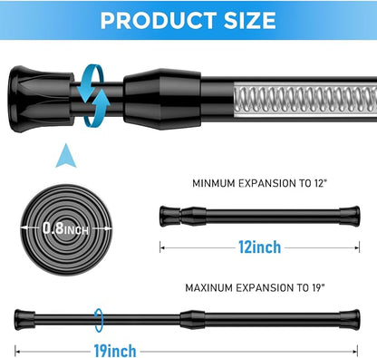 2 Pack Small Tension Rod 12 to 19 Inch Adjustable Tension Rod Mini Curtain Rod - Image 2