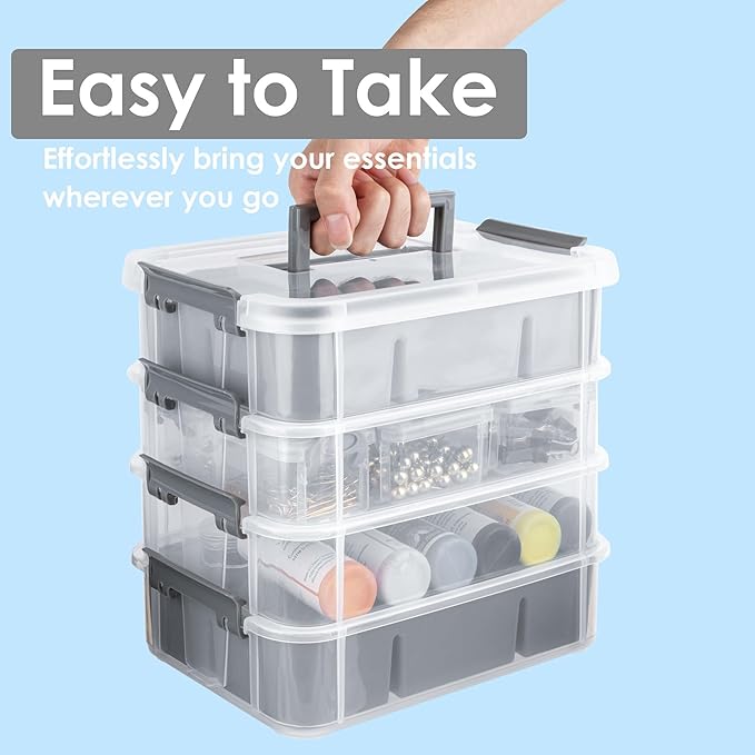 CraftGenes Craft Organizers and Storage, 4-Tier 10 Qt Box, 2 Trays, Scrapbook - Image 5