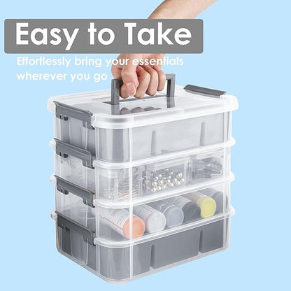 CraftGenes Craft Organizers and Storage, 4-Tier 10 Qt Box, 2 Trays, Scrapbook - Image 5