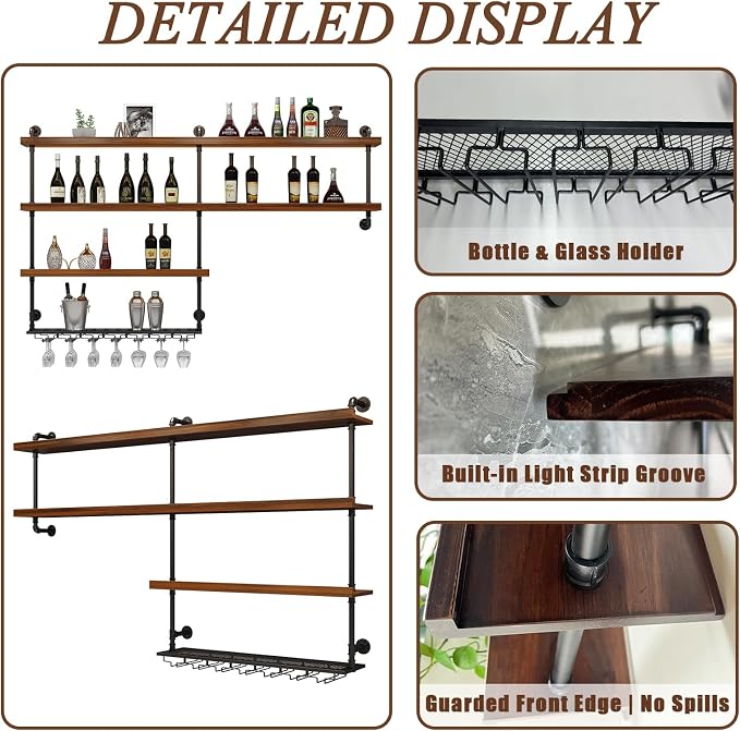 Solid Wood Wall Mounted Wine Rack, Large Wine Rack - Image 4