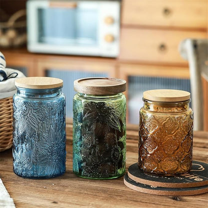 Vintage Glass Storage Jar with Solid Wood Lid - Image 5