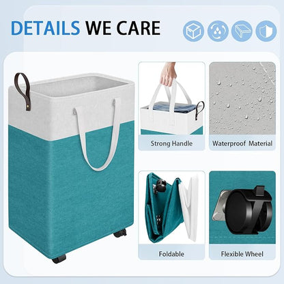 HomeHacks 90L Large Rolling Laundry Basket, Laundry Hamper - Image 3