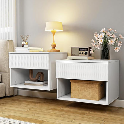 Floating Nightstand Set of 2, Modern Bedside Tables by Unknown