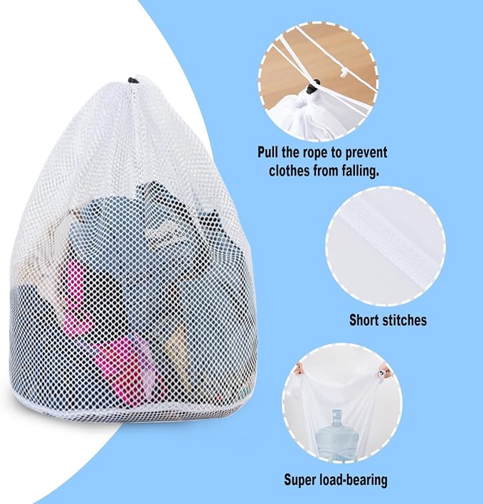 Extra Large Mesh Laundry Bags Washing Bag 6Pack Delicates Bag and Zipper - Image 4