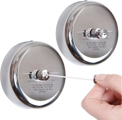 2 Pcs Retractable Clothesline 304 Stainless Steel Durable by JHHSYU