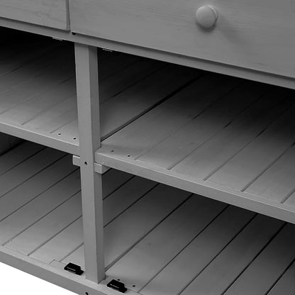 Merax Potting Bench Table with Cabinet and Open Shelves, Garden Potting Bench - Image 6