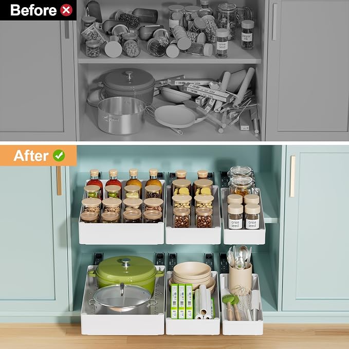 Delamu 3 Pack Pull Out Cabinet Organizer, 15.7"Deep Pull Out Drawers - Image 7