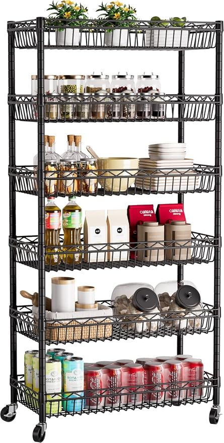 6 Shelves Storage Shelf Wire Closet Bathroom Organizers Metal Pantry Kitchen by Golpart