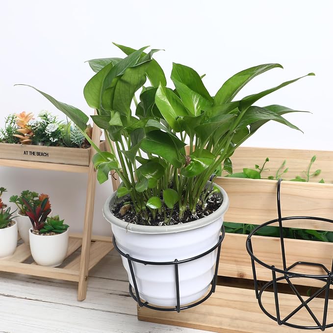 Toyvian Hanging Flowerpot Holder Round 1 Tier Balcony Flower Stand Lightweight - Image 5