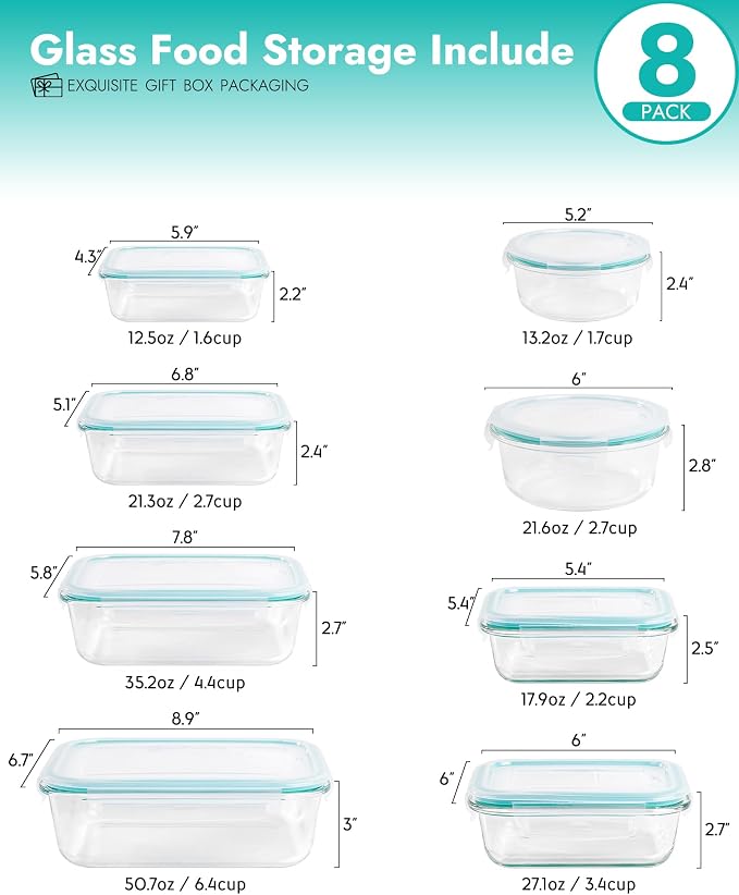 8-Piece Borosilicate Glass Food Storage Containers Set - Image 8