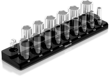 Olsa Tools Magnetic Socket Organizer | 1/2-Inch Drive | SAE | Black | Holds 16 by OlsaTools