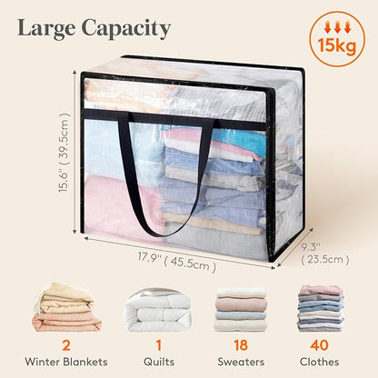 Lifewit 6 Pack Clear Blanket Storage Bags, Foldable Plastic Clothes Organizer - Image 2