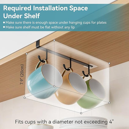 ECROCY Coffee Mug Holder Under Cabinet Only Fits Shelves up to 3/4" Thick - Image 4