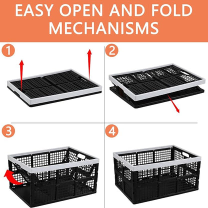 3-Pack Large Plastic Folding Storage Crates, 66 L Collapsible Storage Crates - Image 3