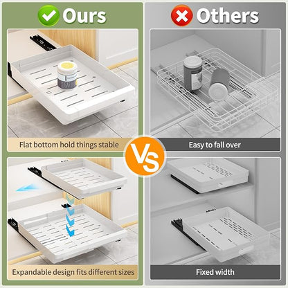 DOMNIU Pull Out Cabinet Organizers Expandable, 20.8" Depth, 2 Pack | Plastic - Image 5