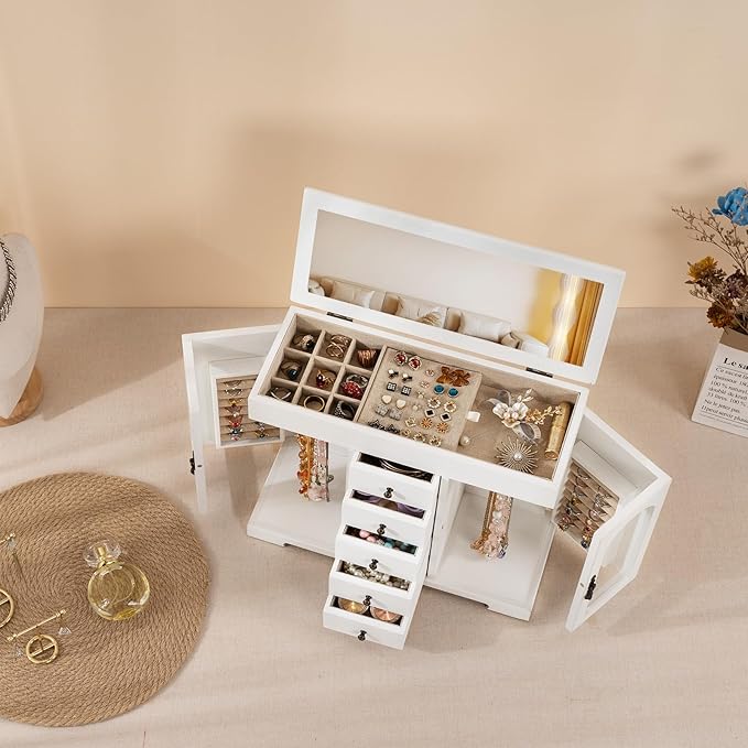 Miratino Jewelry Box for Women Girls, Wooden Jewelry Organizer Box - Image 5