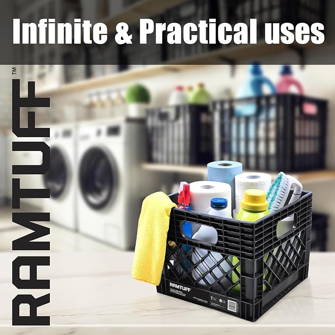 Ramtuff 1 Pack Storage Milk Crate, Durable Plastic Home Organizers, Stackable - Image 8