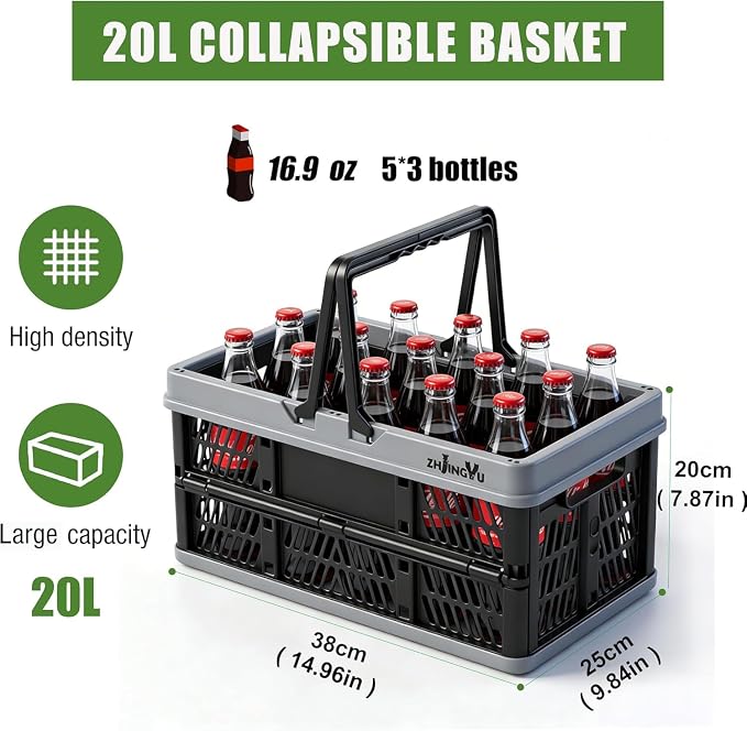 Foladable plastic baskets with handles 20L, collapsible crates - Image 4