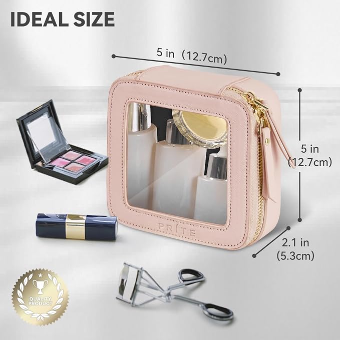 Prite Small Makeup Bag for Women Portable Clear Makeup Bag Cute Mini Waterproof - Image 3