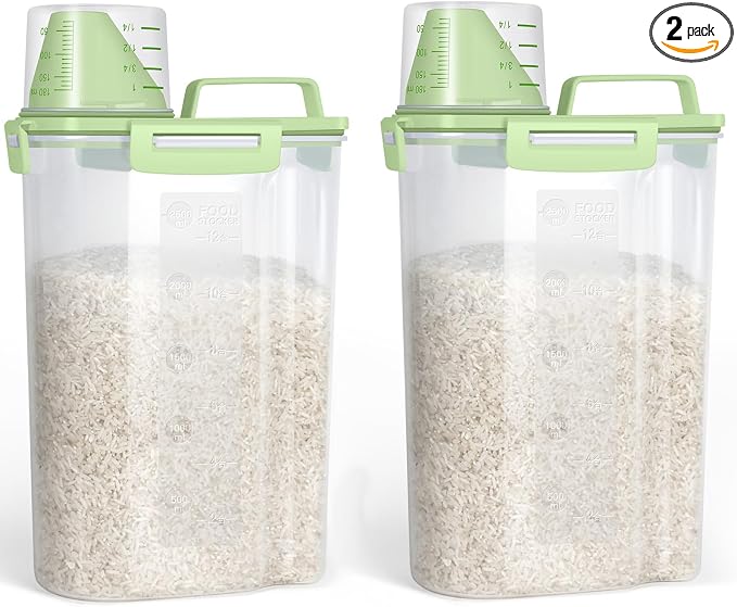 TBMax Rice Container Cereal Storage Container 2 Pack 5 Lbs, Plastic Kitchen by TBMax