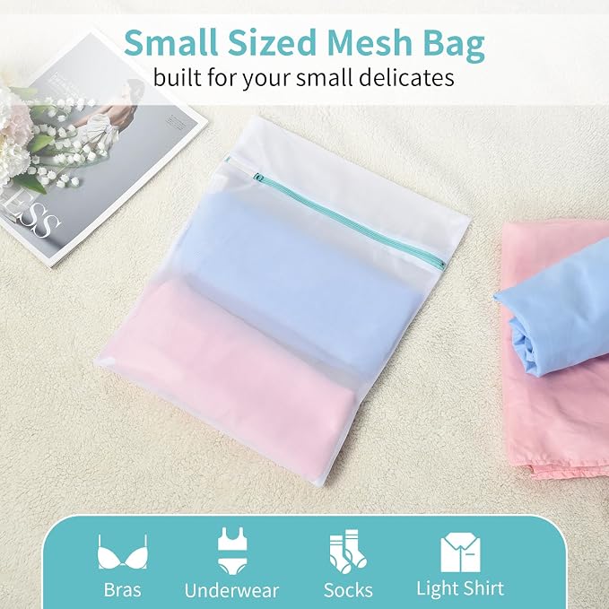 OTraki 12x16 Inch Mesh Laundry Bag 2 Pack Small Lingerie Sock Bag Washing - Image 5