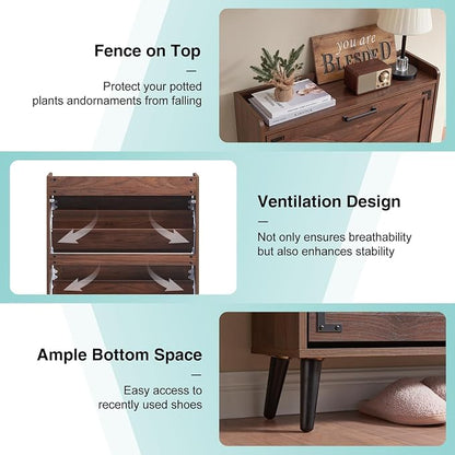 Barnyatoh Shoe Storage Cabinet, Farmhouse Shoe Organizer - Image 4