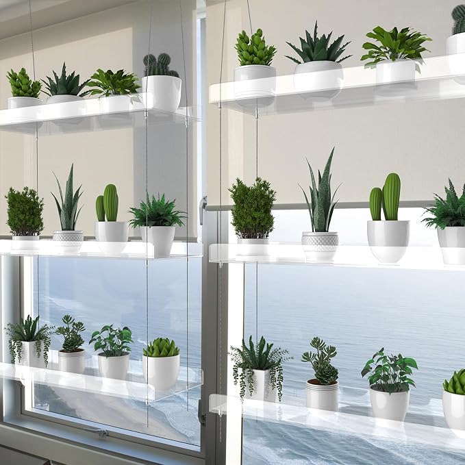 2-Pack Hanging Clear Plant Shelves - Image 2