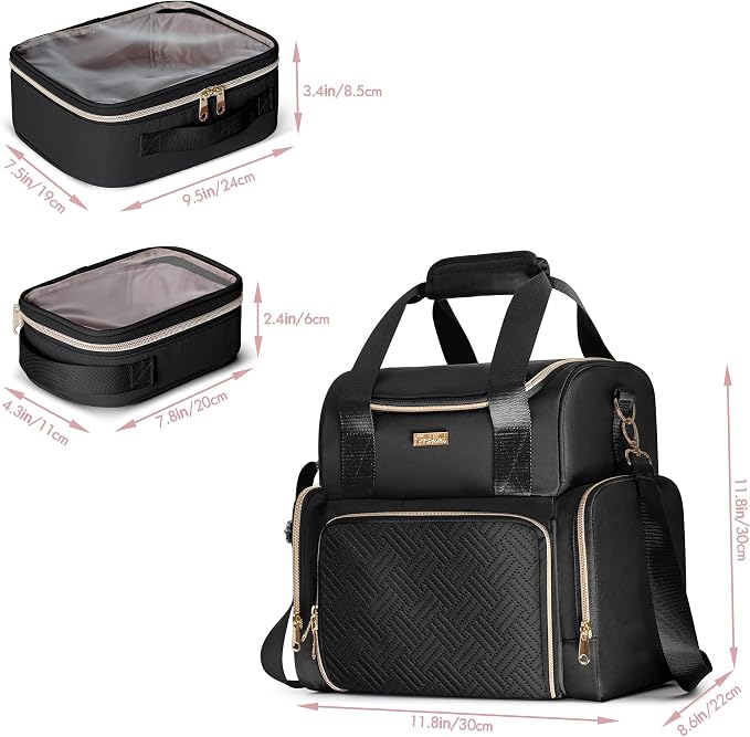 Large Cosmetic Bag with 3 Removable Case, Double Layer Travel Organizer with - Image 5