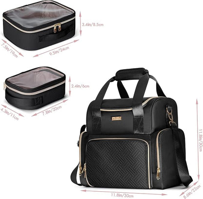 Large Cosmetic Bag with 3 Removable Case, Double Layer Travel Organizer with - Image 5