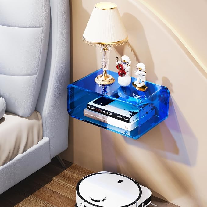 Acrylic Floating Nightstand, Bedside Table, Nightstand Shelf Wall Mounted - Image 2