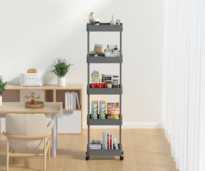 Sooyee 5-Tier Plastic Rolling Utility Cart - Image 6