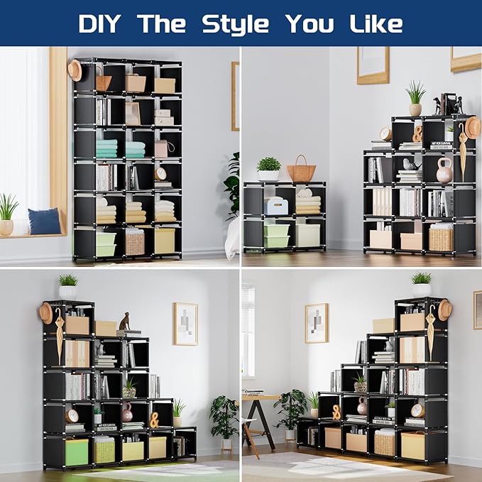 Mavivegue Book Shelf, 18 Cube Storage Organizer, DIY Bookcase, Metal Cube - Image 3