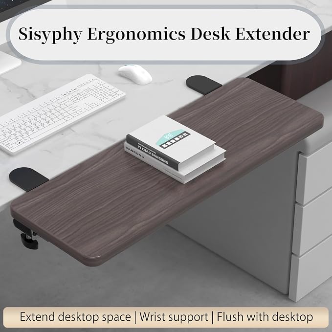 Sisyphy Ergonomics Desk Extender Tray, 29.5x9.5" Punch-Free Clamp on, Foldable - Image 2