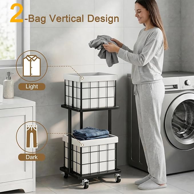 80L Vertical Rolling Laundry Hamper - Image 5