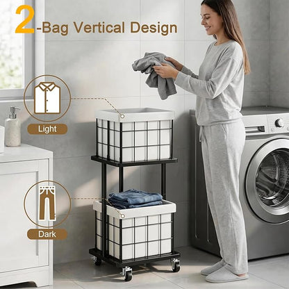 80L Vertical Rolling Laundry Hamper - Image 5